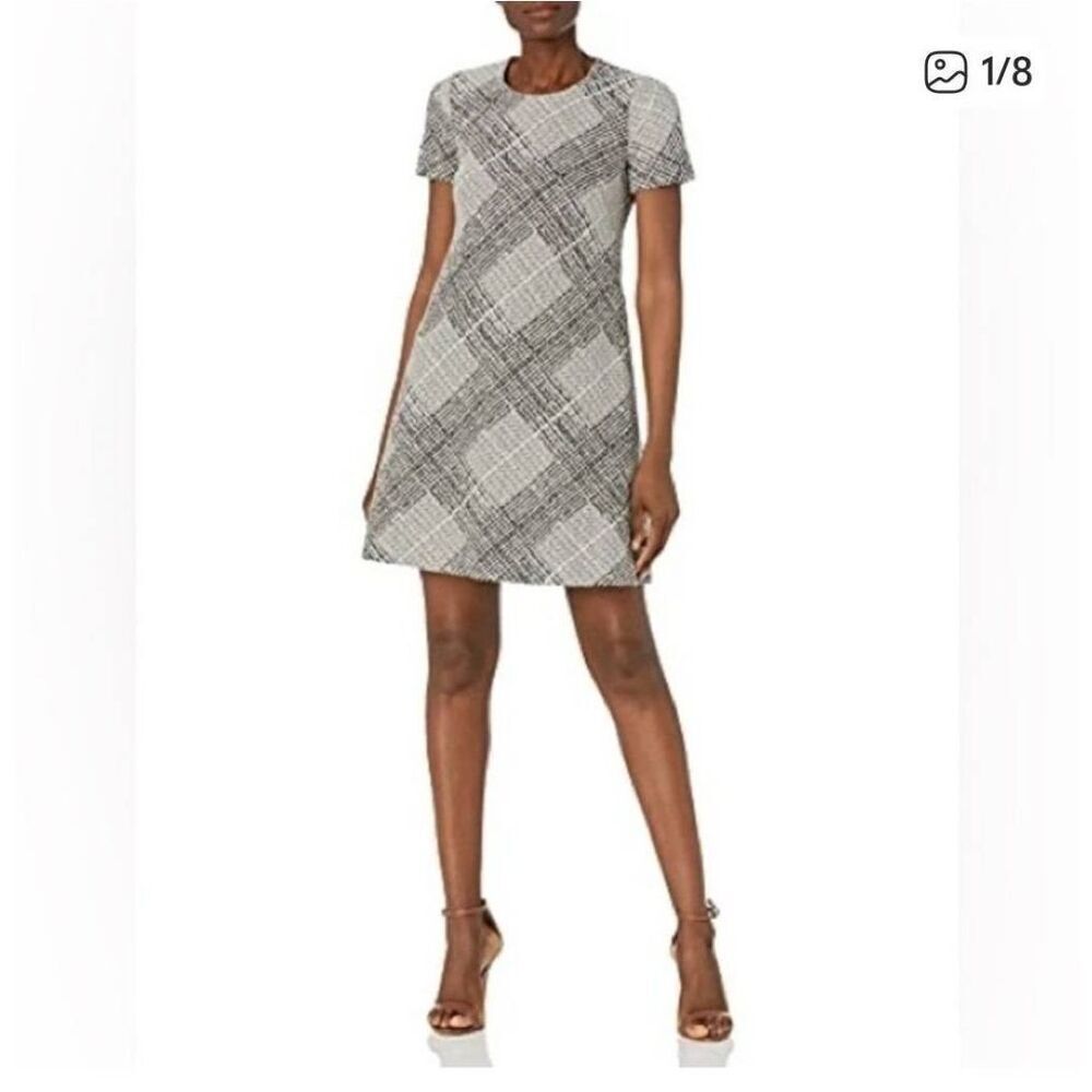 Calvin Klein Plaid Cross Box Short Sleeve Dress Size NWT